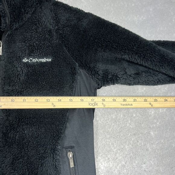 Columbia Fleece Full Zip Jacket Womens SM Black Embroidered Teddy Sherpa Sweater - Picture 3 of 7